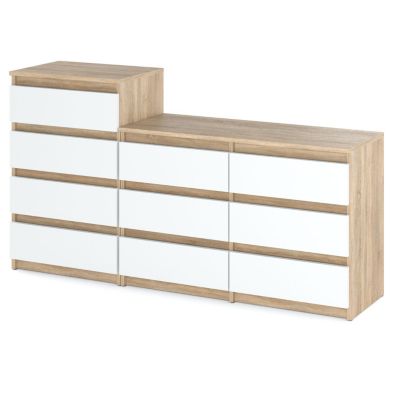 Grande commode avec 10 tiroirs Chêne Sonoma + Blanc 160 cm - meuble TV, buffet, armoire pour salon