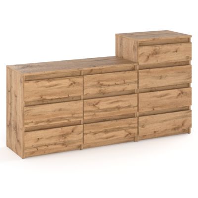 Grande commode avec  10 tiroirs Chêne Wotan 160 cm - meuble TV, buffet, armoire pour salon