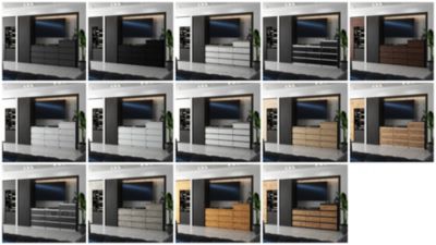 Grande commode avec  10 tiroirs Chêne Wotan 160 cm - meuble TV, buffet, armoire pour salon