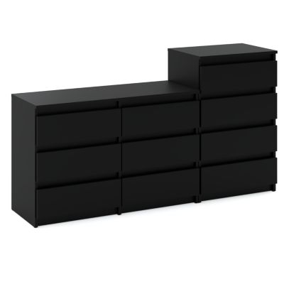 Grande commode avec  10 tiroirs Noir  160 cm - meuble TV, buffet, armoire pour salon