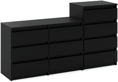 Grande commode avec  10 tiroirs Noir  160 cm - meuble TV, buffet, armoire pour salon
