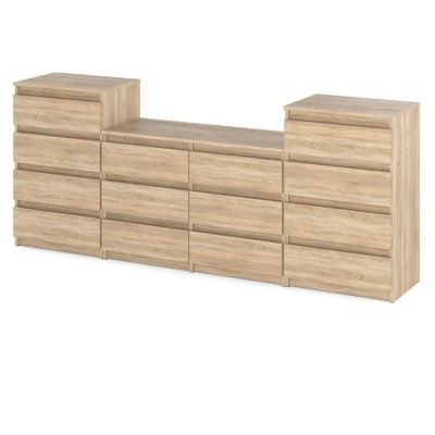 Grande commode avec 14 tiroirs Chêne Sonoma- 220 cm - meuble TV, buffet, armoire pour salon