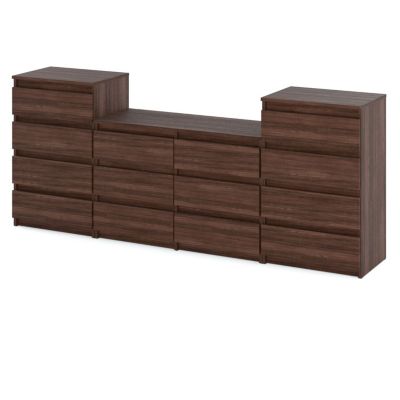 Grande commode avec 14 tiroirs Chêne Wenge- 220 cm - meuble TV, buffet, armoire pour salon