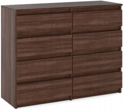Grande Commode moderne 120 cm Chêne Wenge avec 8 tiroirs - Grand meuble de rangement pour salon