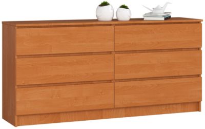 Grande Commode pour le salon AKORD K160 Aulne 160 cm 6 tiroirs façade Aulne 160x40x77 cm