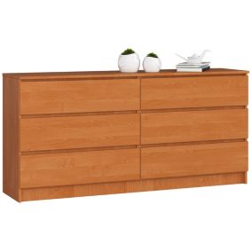 Grande Commode pour le salon AKORD K160 Aulne 160 cm 6 tiroirs façade Aulne 160x40x77 cm