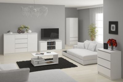 Commode AKORD K-100 2 Portes 3 Tiroirs - Moderne Blanc 35x76x101 Cm