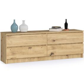 Grande Commode pour le salon AKORD K160 Chêne Artisan 160 cm 4 tiroirs façade Chêne Artisan 160x40x55 cm