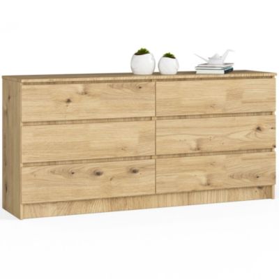 Commode AKORD 6 Tiroirs Blanc - L60 X H130 X P40cm - Meuble De Rangement Chambre - Montage Facile