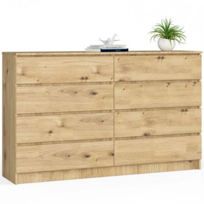 Grande Commode pour le salon AKORD K160 Chêne Artisan 160 cm 8 tiroirs façade Chêne Artisan 160x40x99 cm