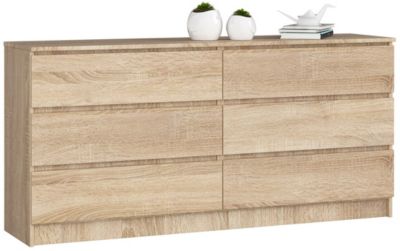 Grande Commode pour le salon AKORD K160 Chêne Sonoma 160 cm 6 tiroirs façade Chêne Sonoma 160x40x77 cm