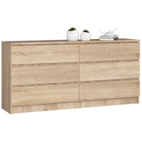 Grande Commode pour le salon AKORD K160 Chêne Sonoma 160 cm 6 tiroirs façade Chêne Sonoma 160x40x77 cm