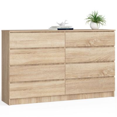 Grande Commode pour le salon AKORD K160 Chêne Sonoma 160 cm 8 tiroirs façade Chêne Sonoma 160x40x99 cm