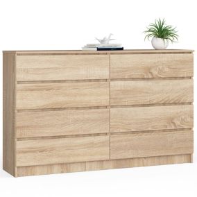 Grande Commode pour le salon AKORD K160 Chêne Sonoma 160 cm 8 tiroirs façade Chêne Sonoma 160x40x99 cm