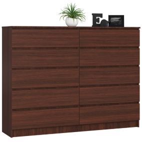 Grande Commode pour le salon AKORD K160 Wengé 160 cm 10 tiroirs façade Wengé 160x40x121 cm