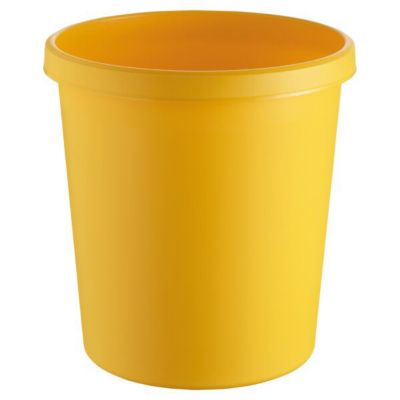 Helit Grande Corbeille à Papier 45 L Jaune - Design Rond Avec Rebord Poignée, Idéale Bureau Et Tri Sélectif