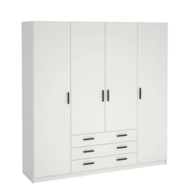 Grande Garde-robe Epipola, Meubles de chambre, Penderie de plain-pied, Placard à vêtements, 196x50 h200 cm, Blanc