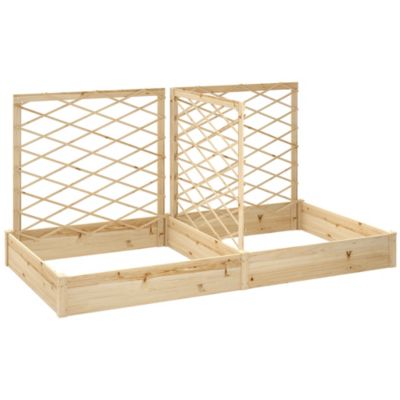 Grande jardinière avec 3 treillis modulables H.109cm bois