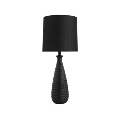 Grande lampe de table avec abat-jour en tissu MELVA - Noir