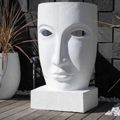 Sculpture Solaire Jardin Arnusa - Boule Verre Blanc Chaud - Aspect Granit - 39cm - Décoration Extérieure