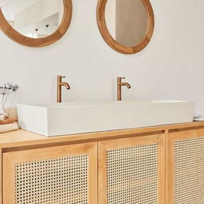 Grande vasque en béton beige 100 cm