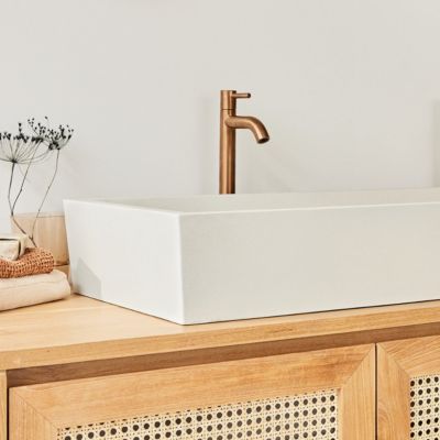 Grande vasque en béton beige 100 cm