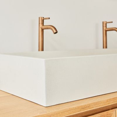 Grande vasque en béton beige 100 cm