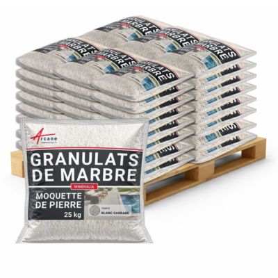 Granulats Moquette de Pierre Calibrés - Marbre Décoratif Drainant Blanc Carrare - 1200 kg (jusqu'à 72 m²) - ARCANE INDUSTRIES