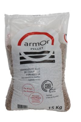 Granulés bois Armor sac de 15kg, 100% résineux, DINplus PEFC