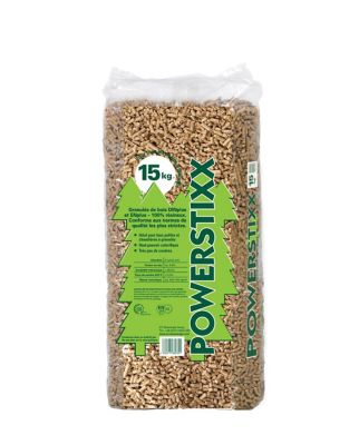 Granulés bois Powerstixx sac de 15kg, 100% résineux, DINplus ENplus