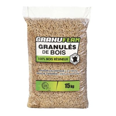 Granulés de bois Granuflam 15 kg 100% bois résineux