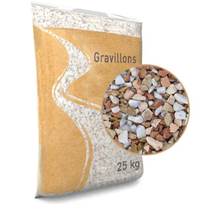 Gravillon concassé mixte marbre Riviera 8/12 en sac de 25 KG