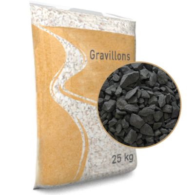 Gravillon concassé noir basalte 6/14 en sac de 25 KG
