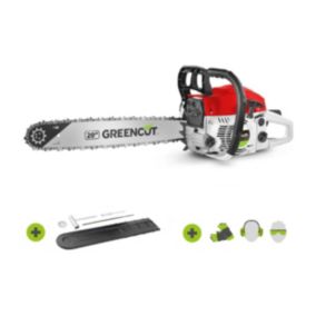 Greencut GS650X - Tronçonneuse à essence 65cc 3,8cv, moteur 2 temps, lame 20", longueur de coupe 50,8cm, abattage, 5,65kg