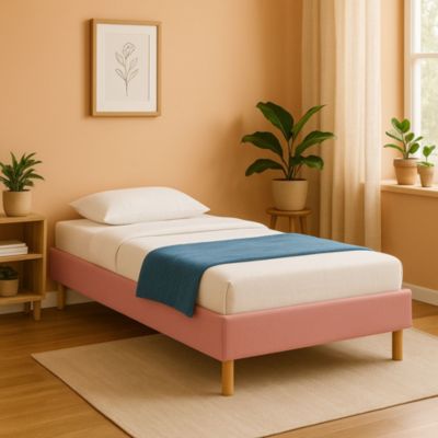 Gregory - Solide et Confortable Sommier Tapissier Rose + Pieds en 20 cm pour Matelas en 90x200-13 Lattes