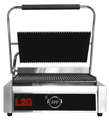 Grill Panini 1 Plaque Rainurée Dessus/Dessous en Fonte - L2G