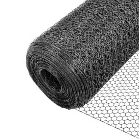 Grillage a poule avec fils 13mm en PVC gaine gris 1x50M VOUNOT