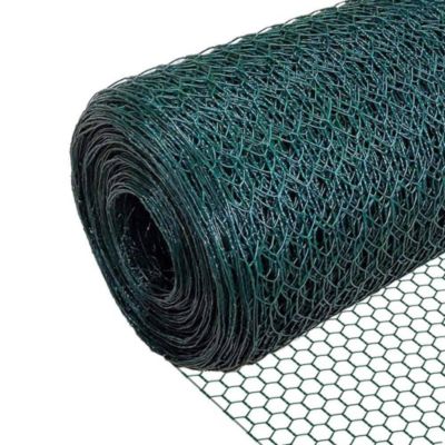 Grillage a poule avec fils 13mm en PVC gaine vert 1x25M VOUNOT