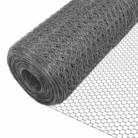 Grillage a poule avec fils 25mm en PVC gaine gris 1x25M VOUNOT