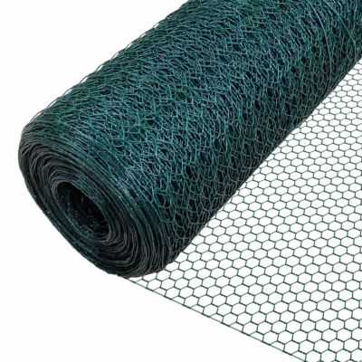 Grillage a poule avec fils 25mm en PVC gaine vert 1x25M VOUNOT