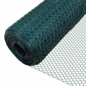 Grillage a poule avec fils 25mm en PVC gaine vert 1x25M VOUNOT