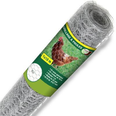 Grillage à poule 1X10 m mailles acier renforcé diamètre  0.7 mm