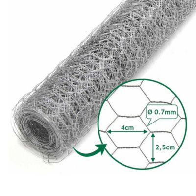 Grillage à poule 1X10 m mailles acier renforcé diamètre  0.7 mm
