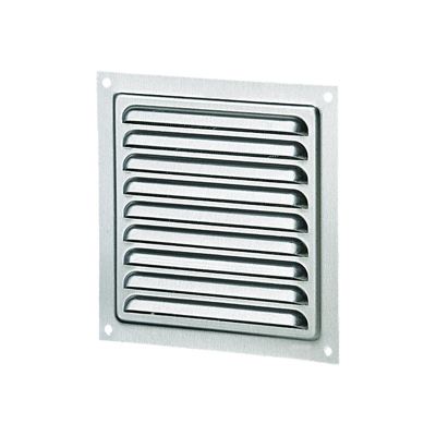 Grille aération ventilation aluminium avec moustiquaire - LxH (mm) 150 x 150 - Couleur Gris argent