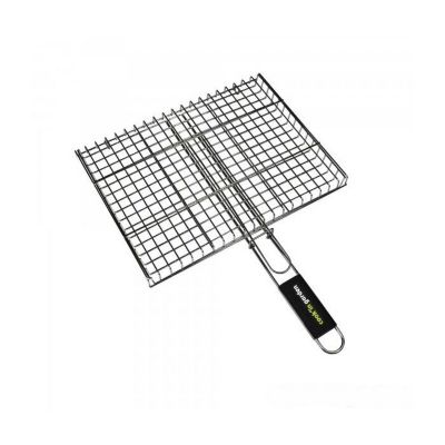 Grille Acier Refermable Pour Barbecue Charbon - Cook'in Garden - Grille rectangulaire - 40 x 30 cm - Manche Soft Touch
