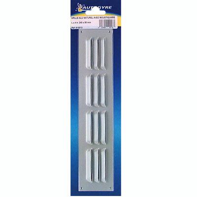 Grille d'aération alu Autogyre à persiennes avec moustiquaire brut 240 x 50 mm