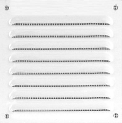 Grille d'aération aluminium Autogyre à persiennes avec moustiquaire blanche 100 x 100 mm