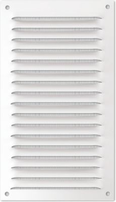 Grille d'aération aluminium Autogyre à persiennes avec moustiquaire blanche 100 x 200 mm