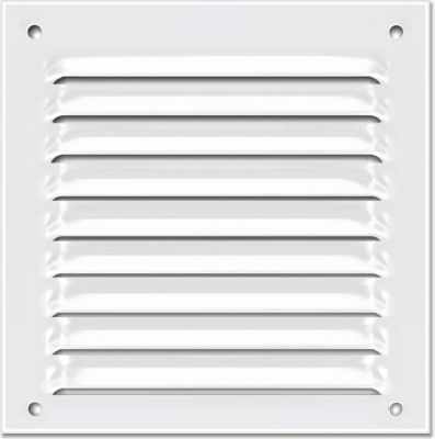 Grille d'aération aluminium Autogyre à persiennes avec moustiquaire blanche 150 x 150 mm