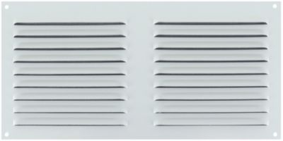 Grille d'aération aluminium Autogyre à persiennes avec moustiquaire blanche 300 x 150 mm